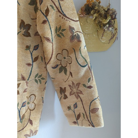 Jane Ashley Clothing Women's S Gold Tan Button Up Corduroy Carpet Floral Jacket - Picture 5 of 8